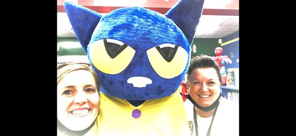 Mrs. Groghan, Mrs. Lewis, and Pete the Cat